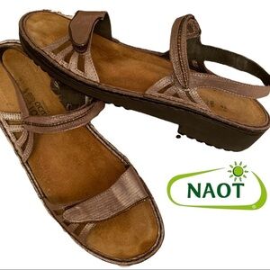 Naot Slingback Aeres Sandal size 41 metallic Shimmer rhinestone detail pewter